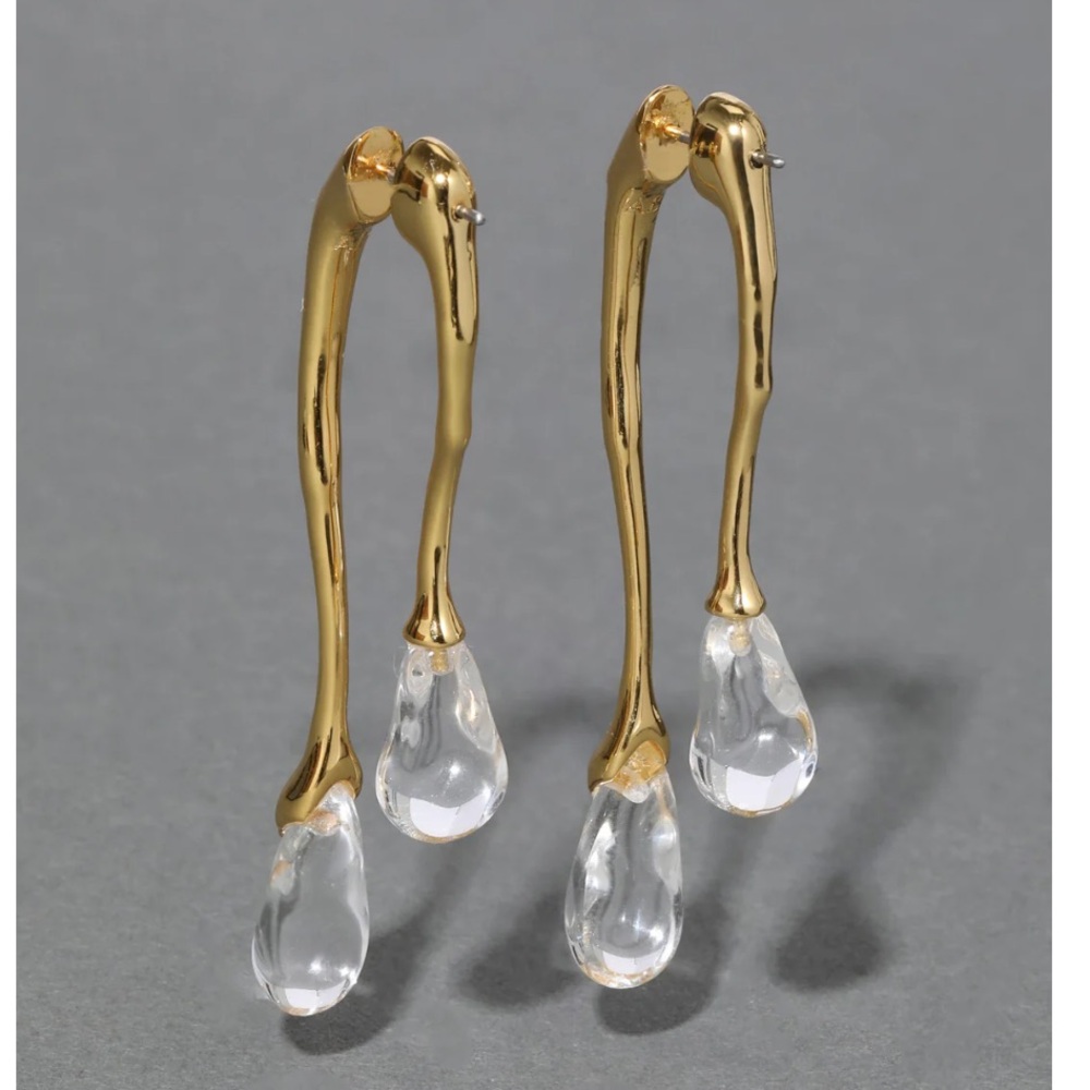 UNIQUE Lucite Gold Front Back Double Drop Earrings MY24